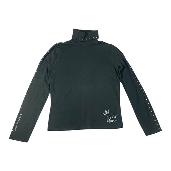 Harley-Davidson Tops - Harley-Davidson Women’s 2006 Black Studded Turtleneck Medium Biker Top